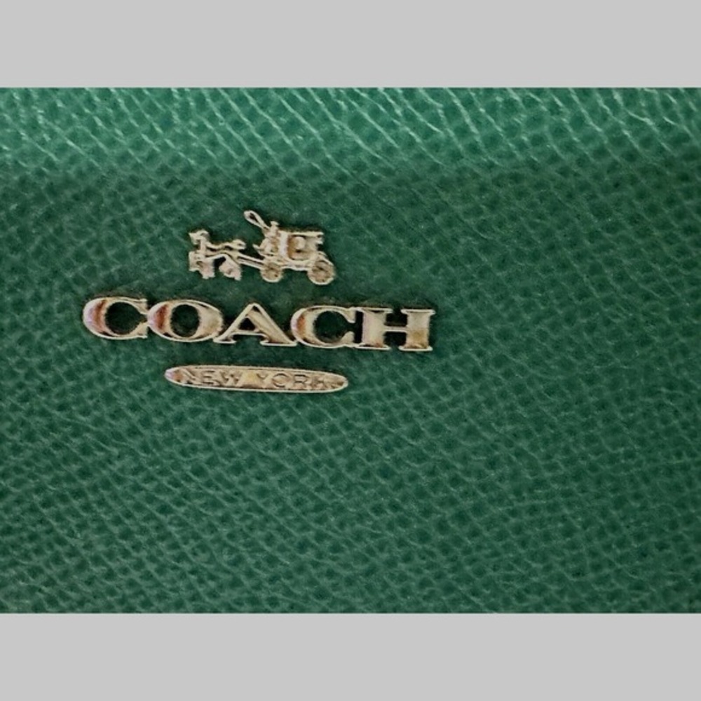 Coach Crossbody Bag Teal‎ Green Crossgrain Leather Silver Chain Strap  Y2K 40-14 - Picture 2 of 11